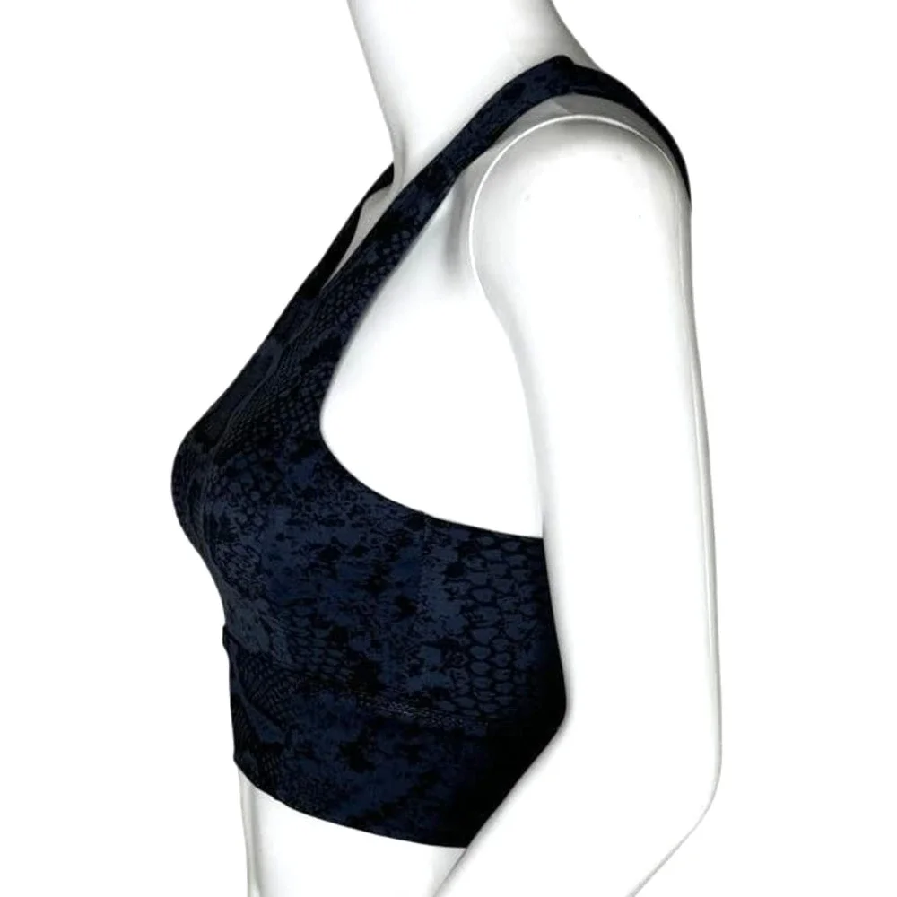 All Fenix Sports Bra Womens Small Black Blue Snake Print‎ Gym Workout Athleisure